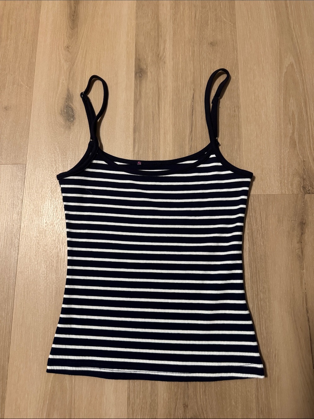 Edikted Navy and White Striped Ribbed Camisole